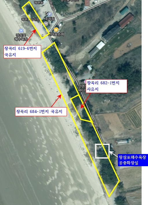 장삼포 해변가 텐트비 받지 못하는 곳.jpg